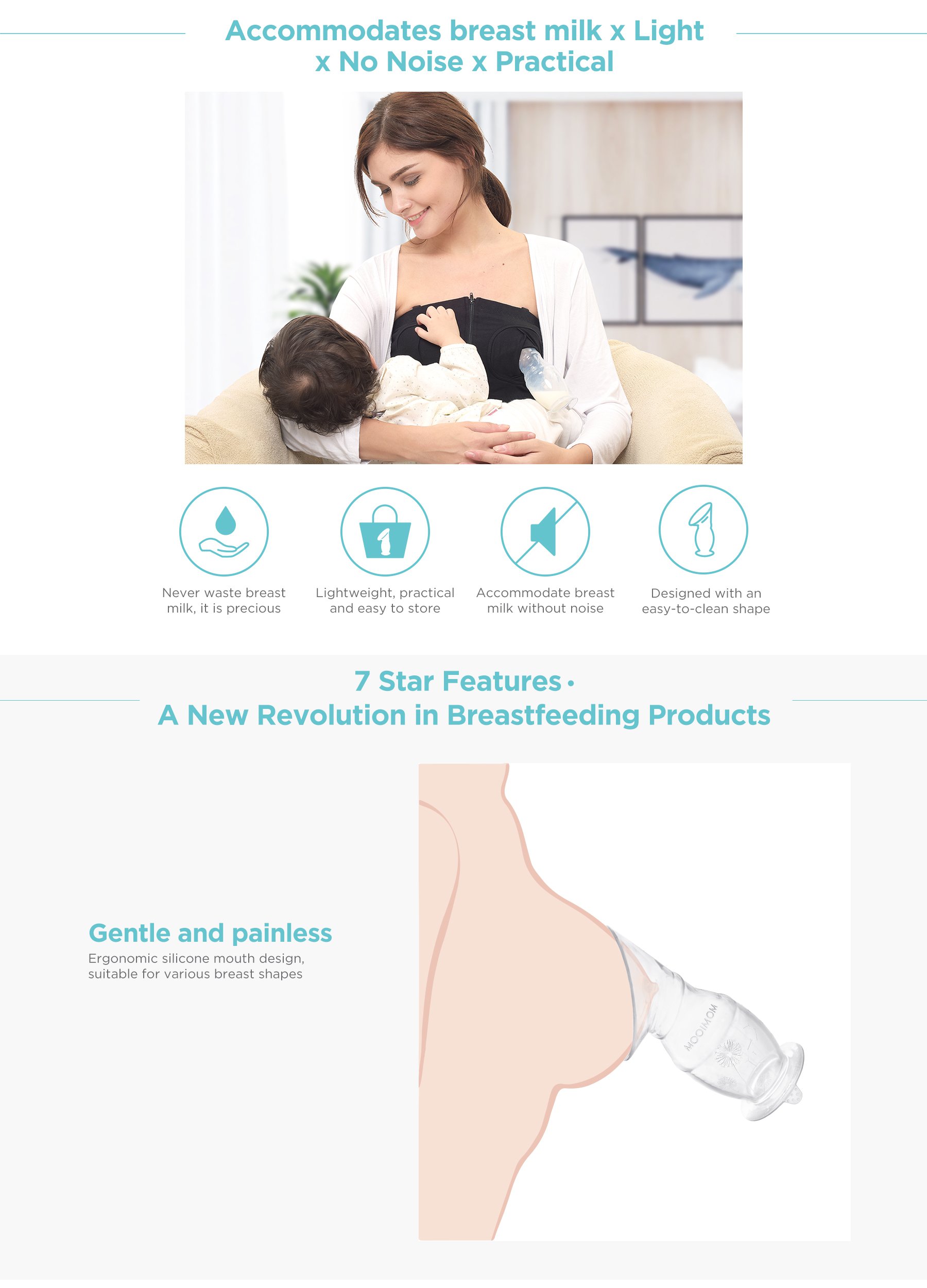 MOOIMOM Silicone Breast Pump Premium Pack description image