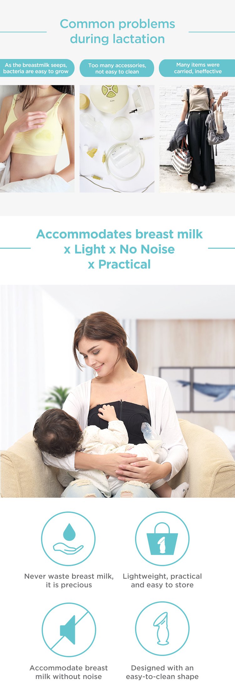 MOOIMOM Silicone Breast Pump Premium Pack description image