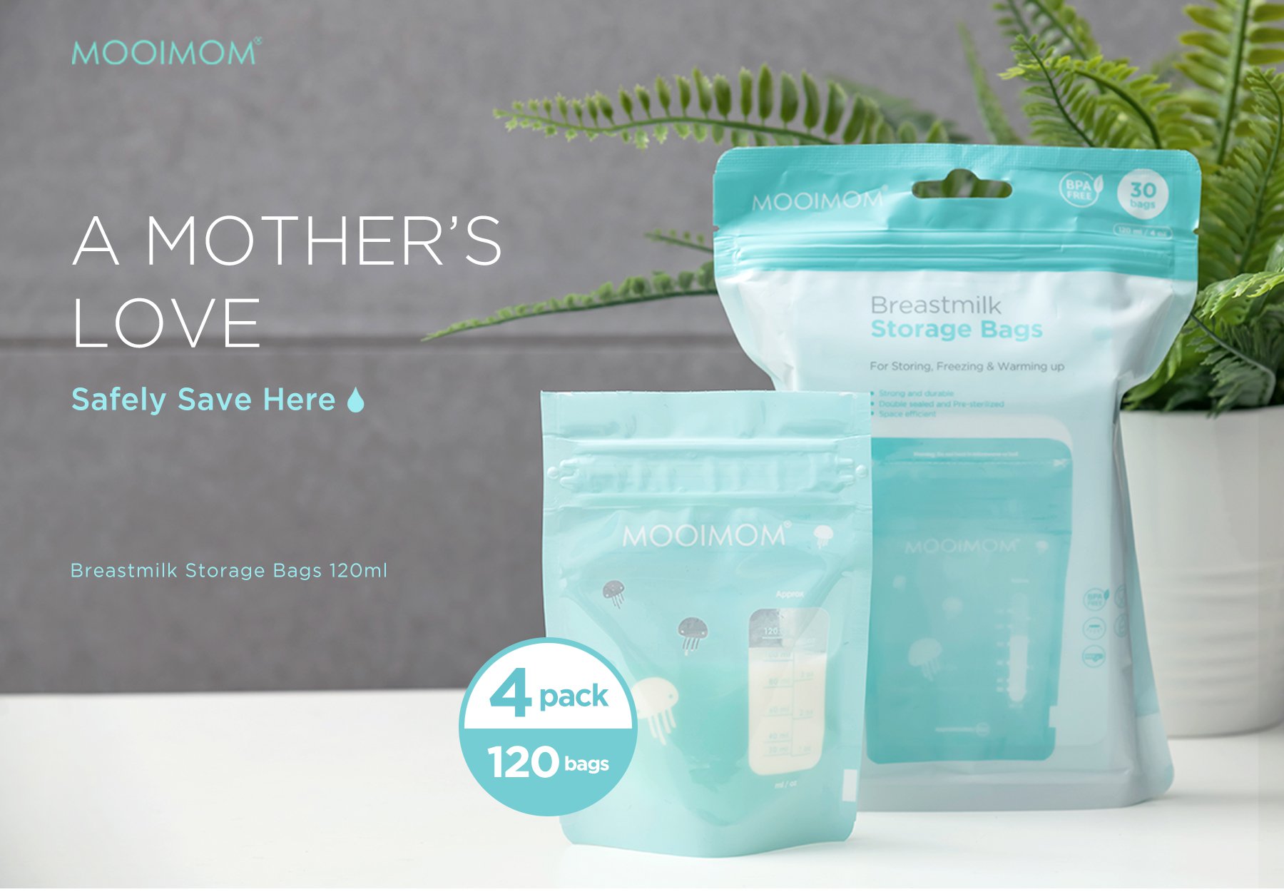 MOOIMOM Breastmilk Storage Bags 120ml (120pcs) description image