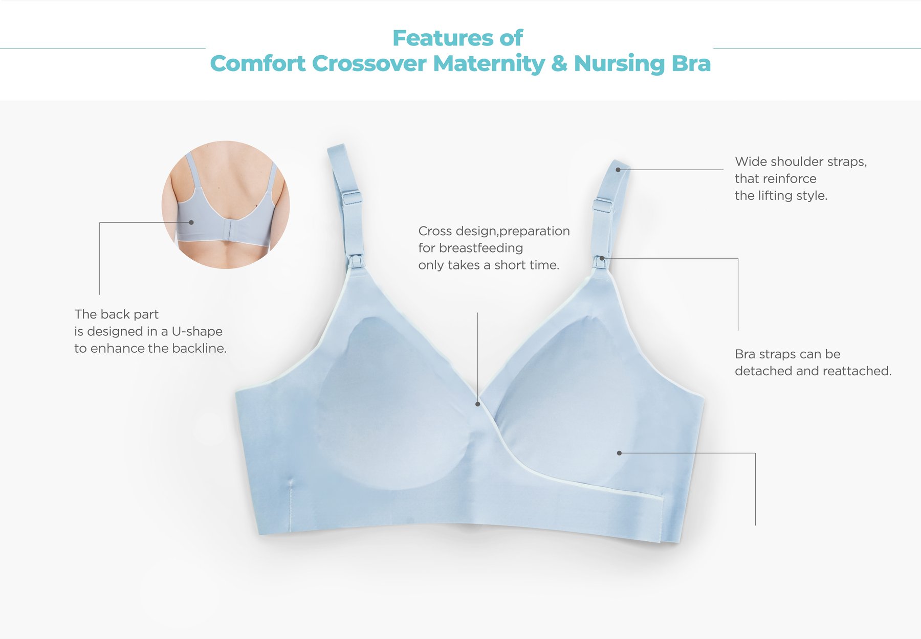 MOOIMOM Comfort Crossover Maternity & Nursing Bra description image