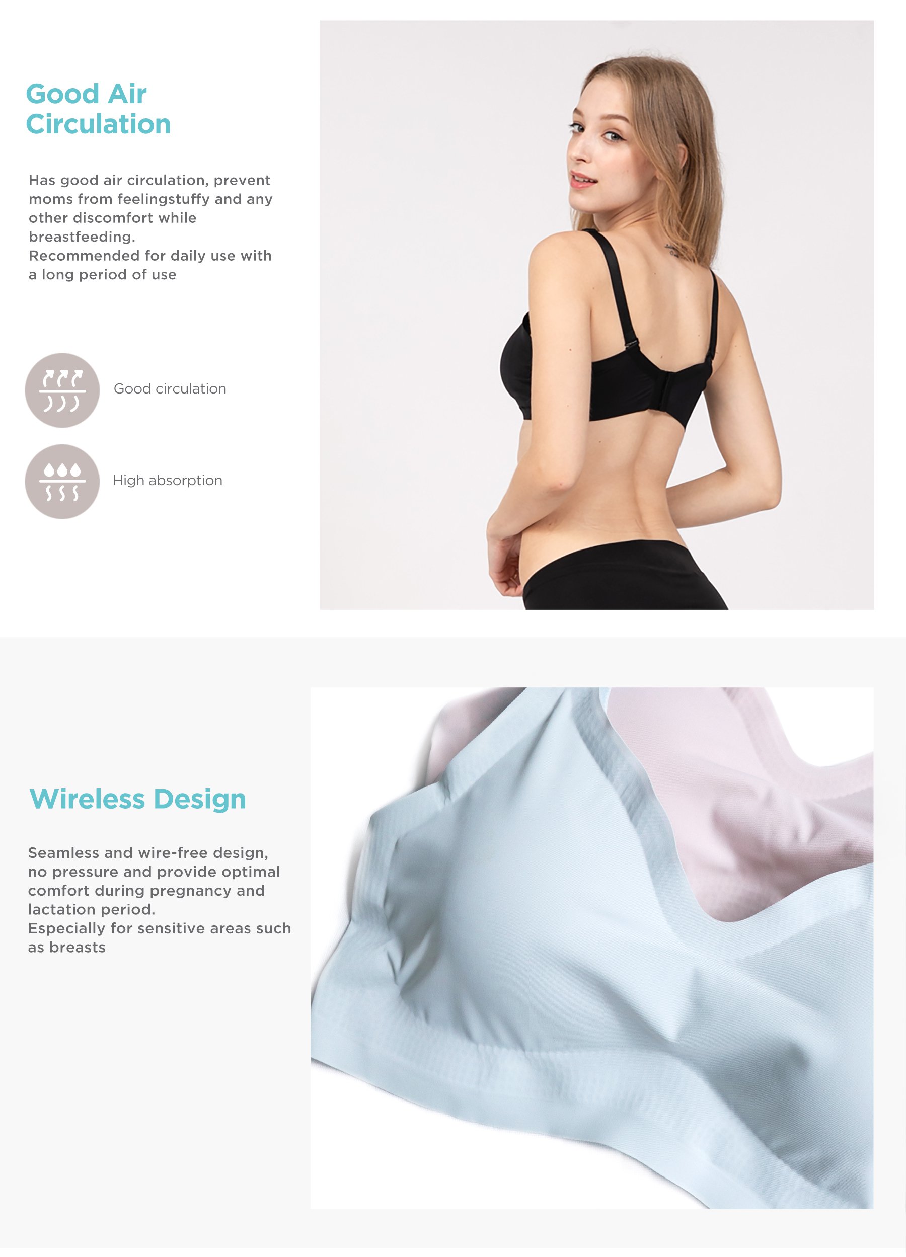 MOOIMOM Super Soft Seamless Maternity & Nursing Bra description image