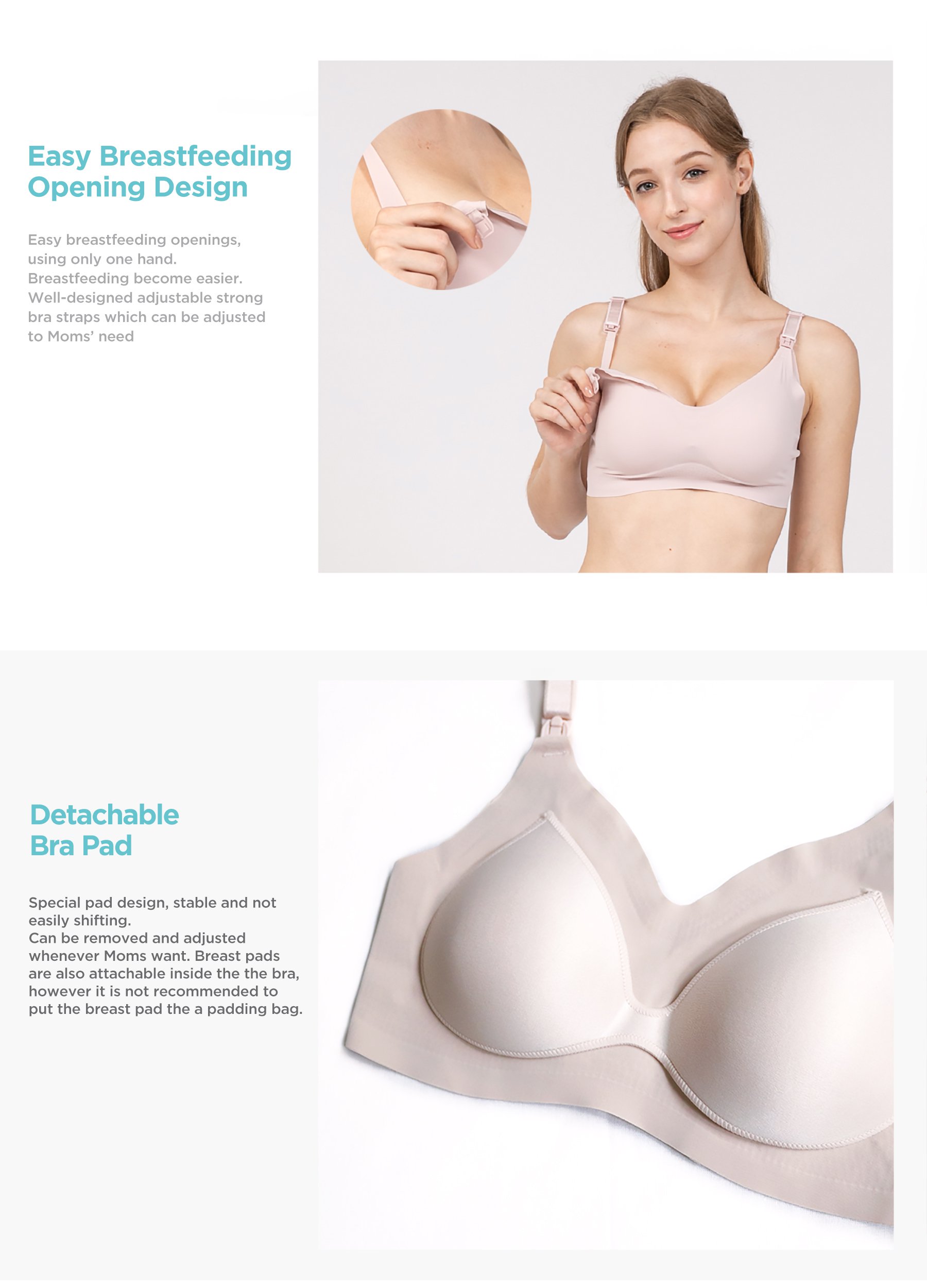 MOOIMOM Super Soft Seamless Maternity & Nursing Bra description image