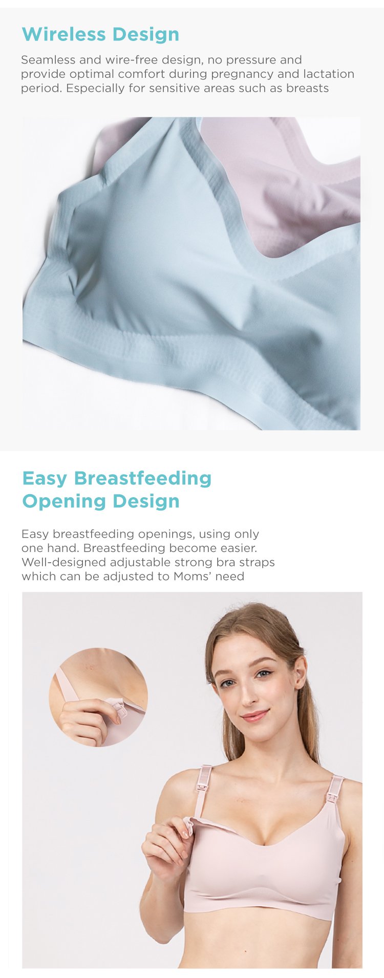 MOOIMOM Super Soft Seamless Maternity & Nursing Bra description image