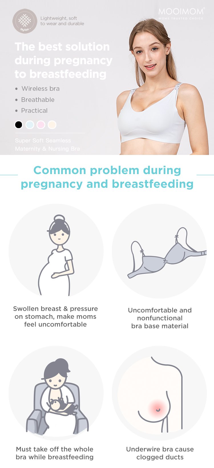 MOOIMOM Super Soft Seamless Maternity & Nursing Bra description image