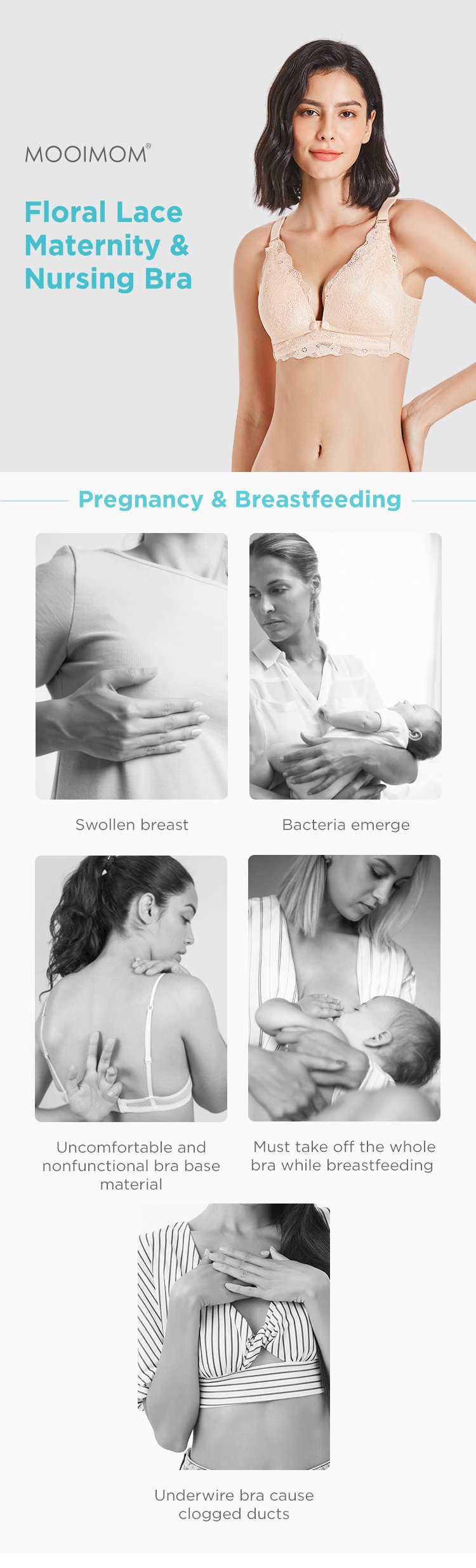 MOOIMOM Floral Lace Maternity & Nursing Bra description image