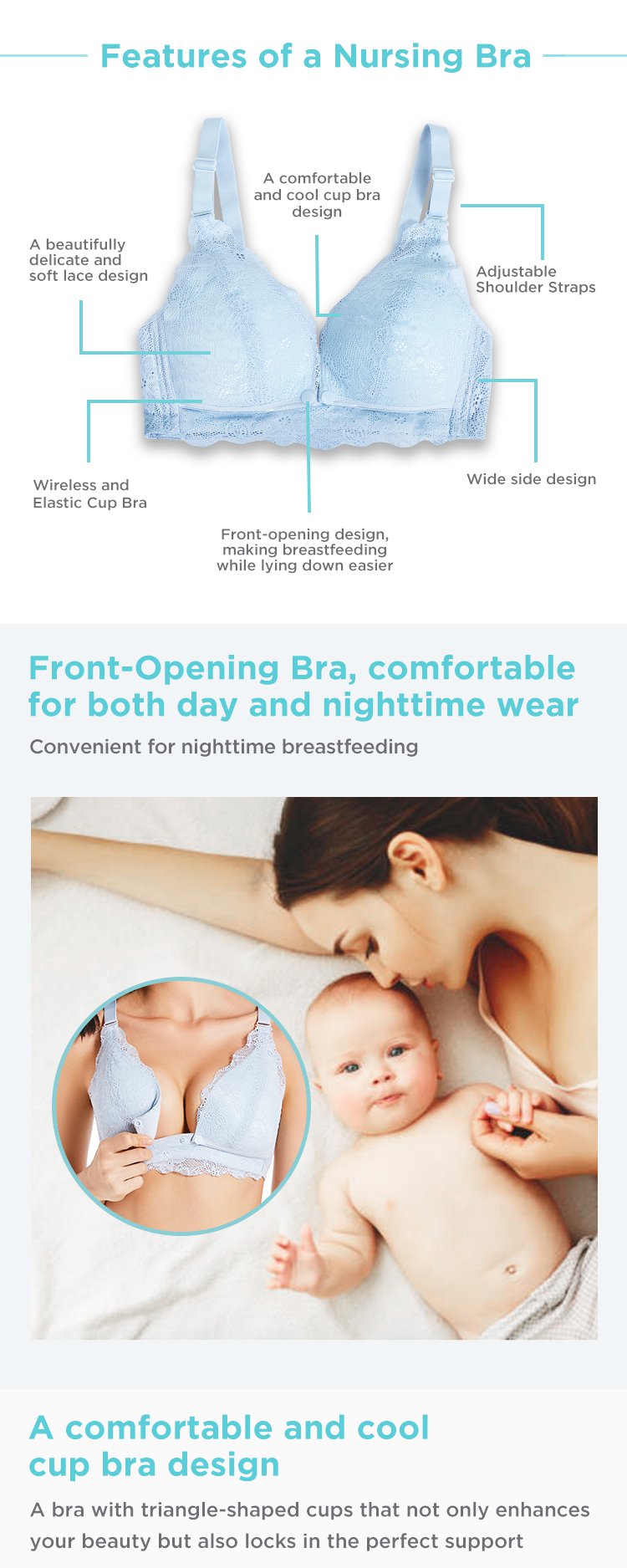 MOOIMOM Floral Lace Maternity & Nursing Bra description image