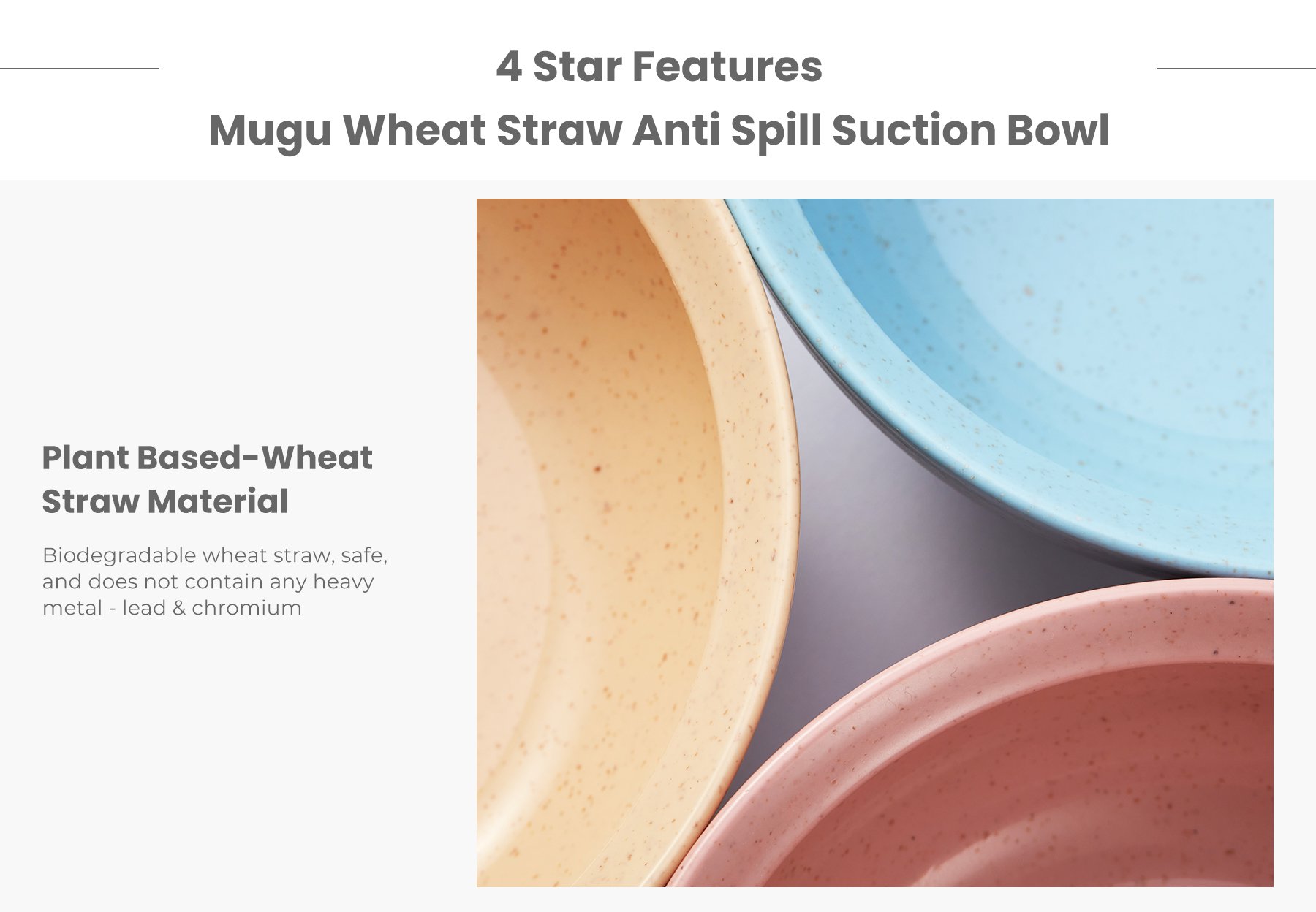 mugu wheat straw antispill suction bowl 450ml description image