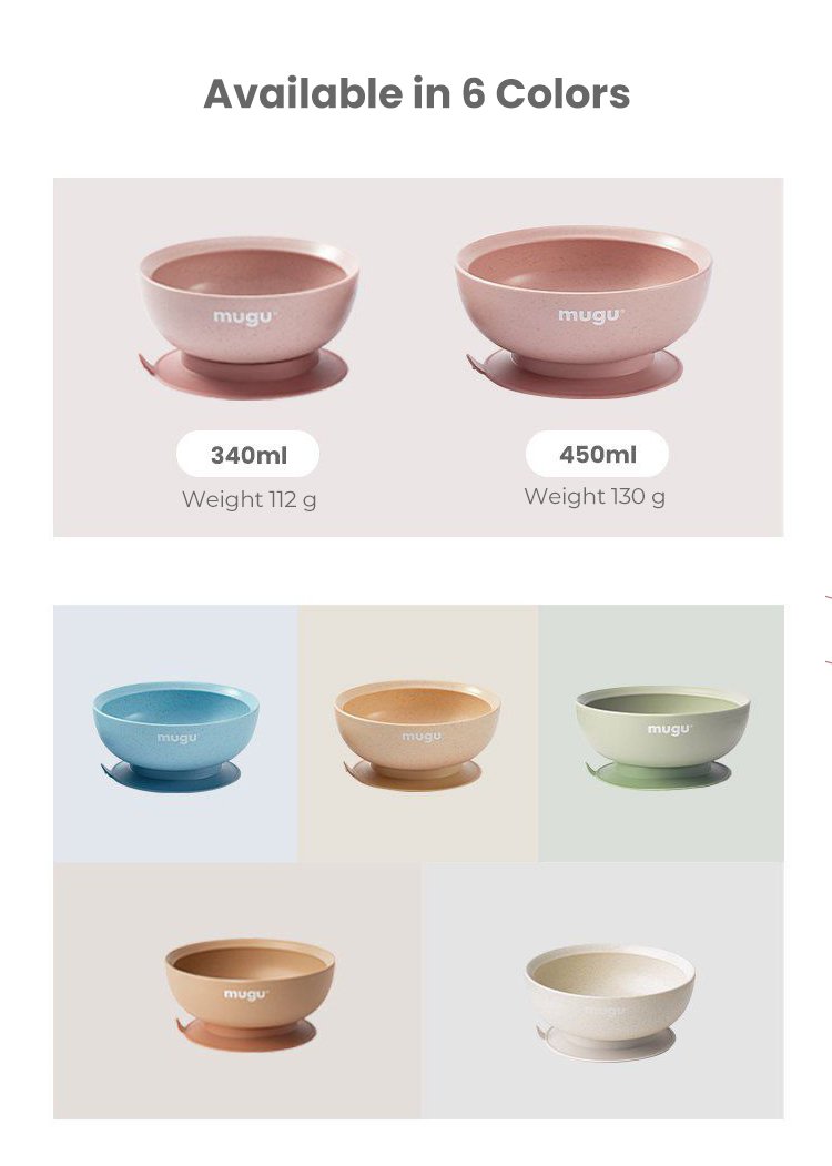 mugu wheat straw antispill suction bowl 450ml description image