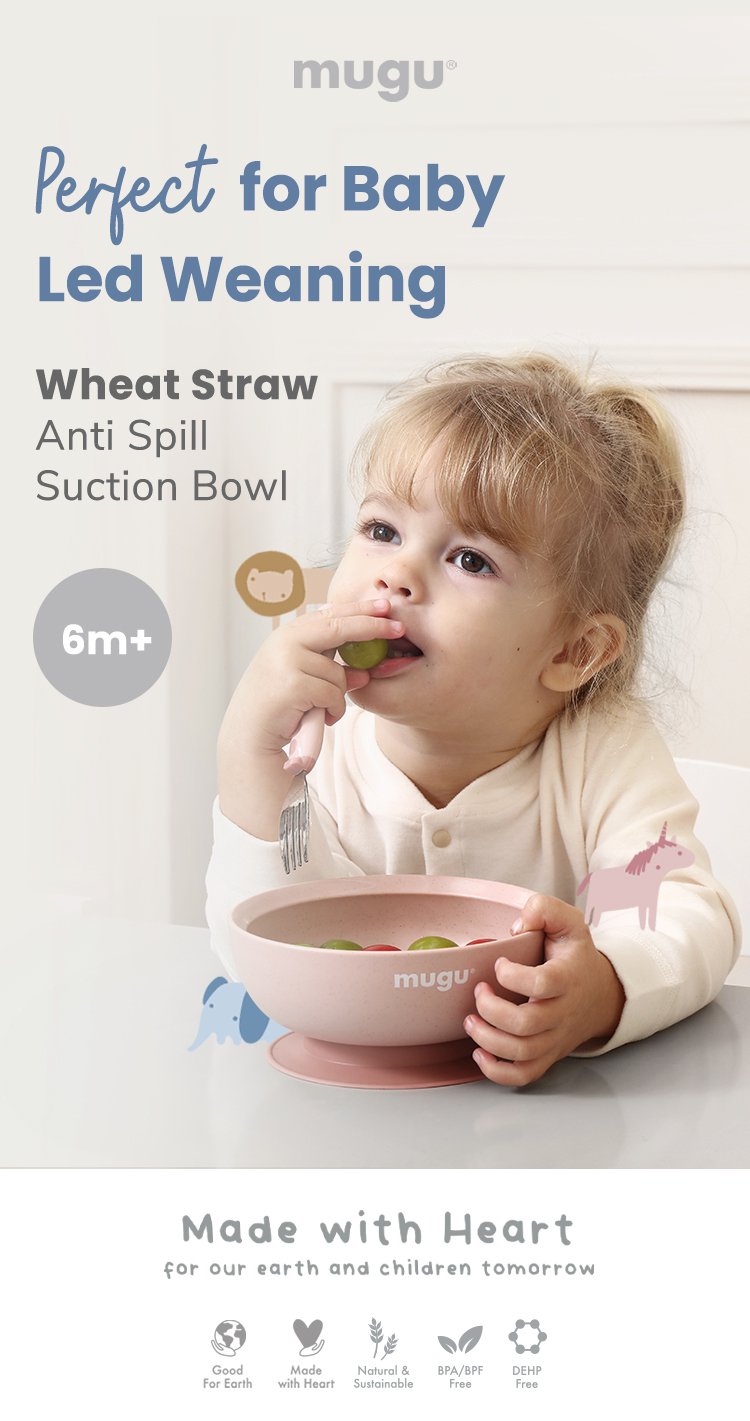 mugu wheat straw antispill suction bowl 450ml description image
