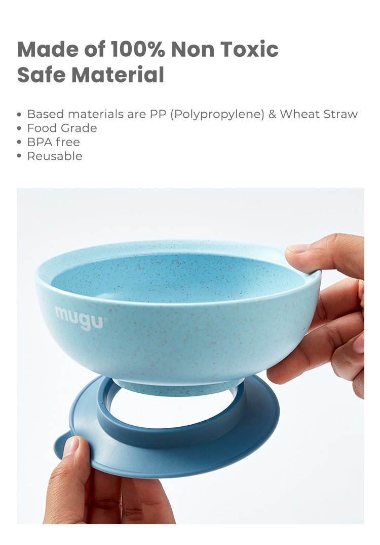 mugu wheat straw antispill suction bowl 450ml description image