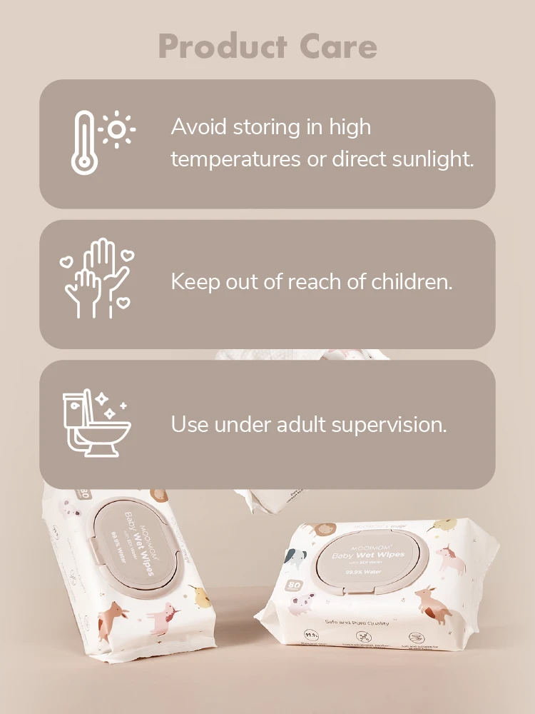 MOOIMOM x mugu Baby Wet Wipes with EDI Water - 80 Sheets description image