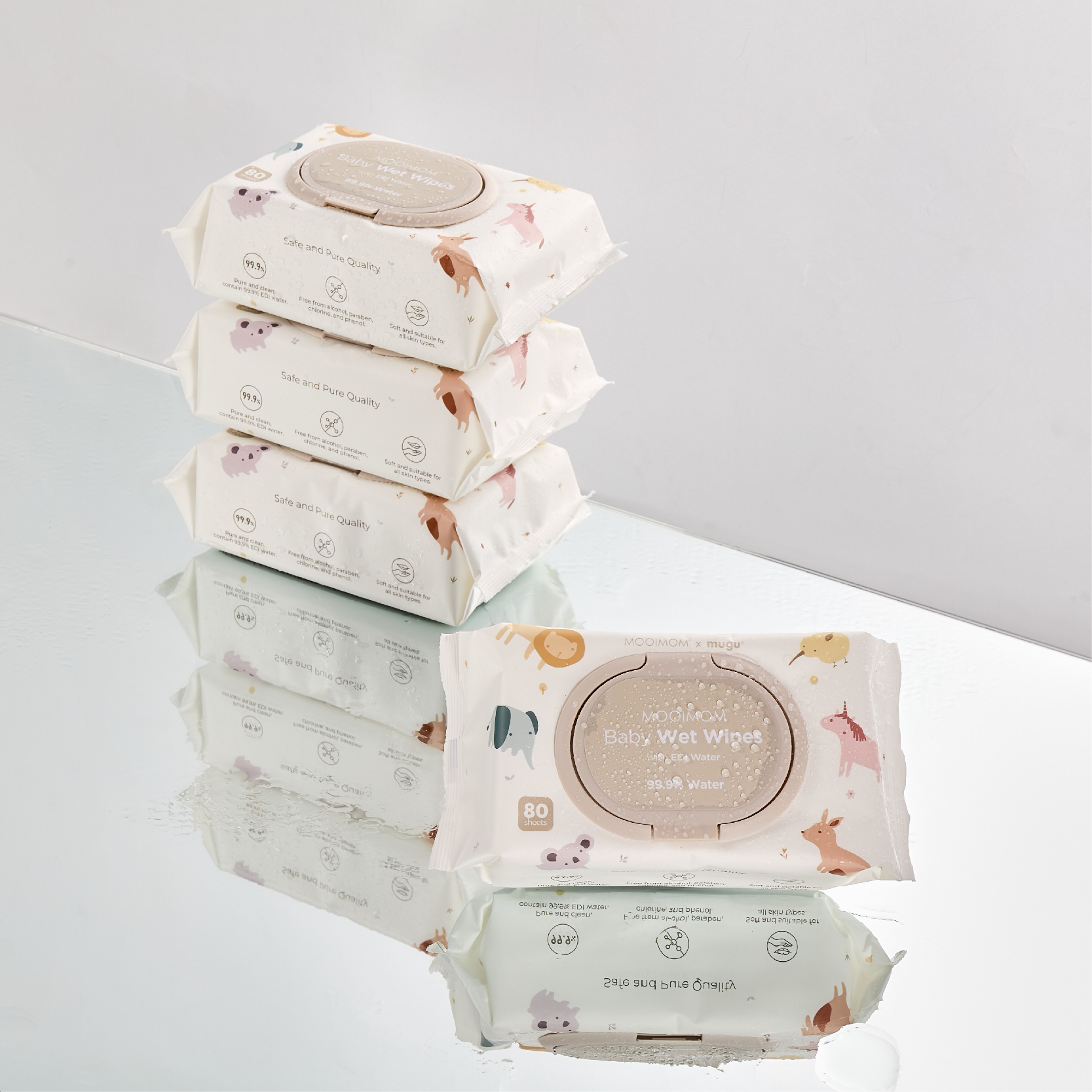MOOIMOM x mugu Baby Wet Wipes with EDI Water - 80 Sheets gallery