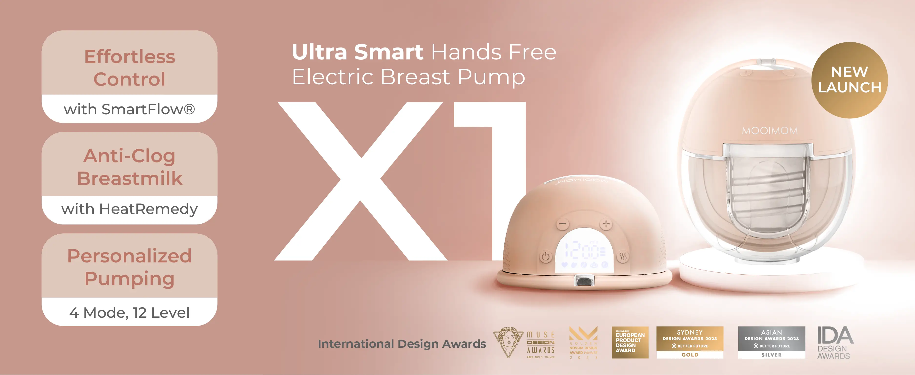 X1 Ultra Smart Hands Free Electric Breast Pump (HeatRemedy 2 pieces) description image