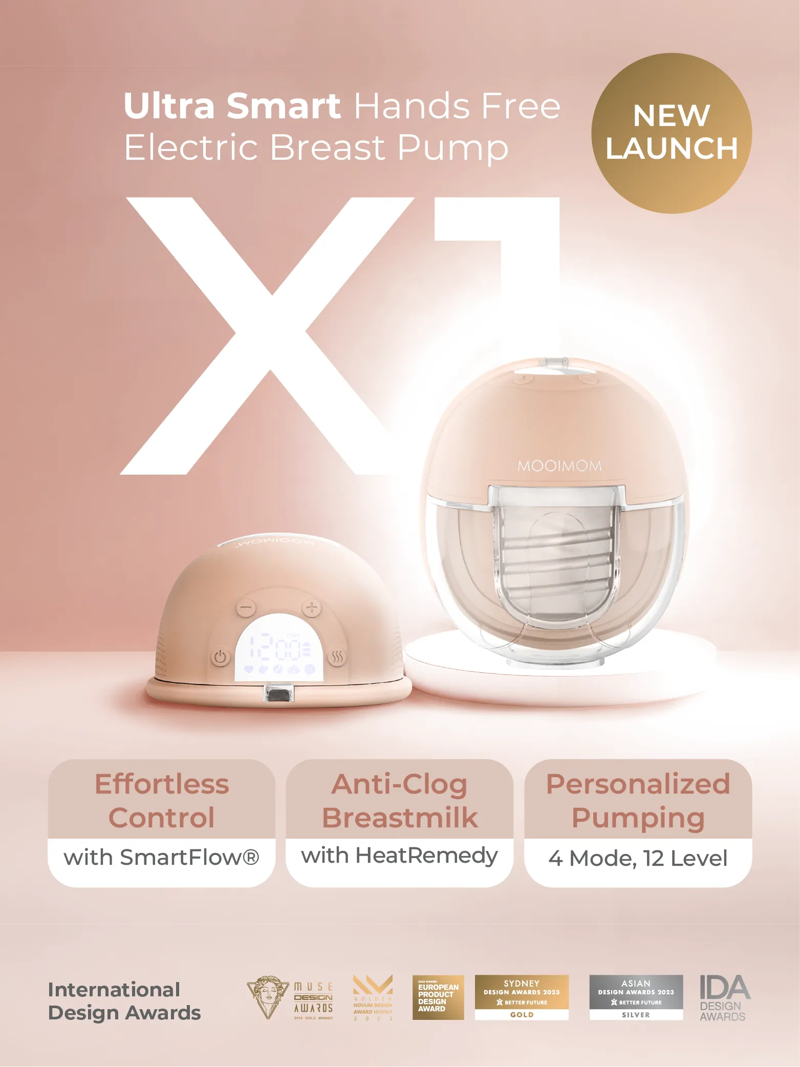 X1 Ultra Smart Hands Free Electric Breast Pump (HeatRemedy 2 pieces) description image
