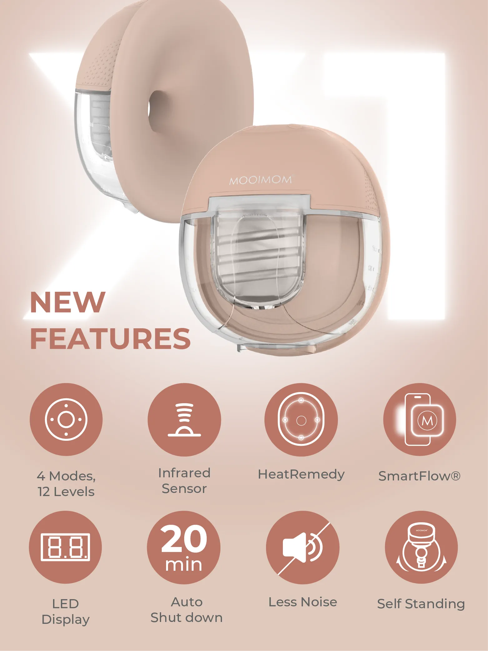 X1 Ultra Smart Hands Free Electric Breast Pump (HeatRemedy 2 pieces) description image