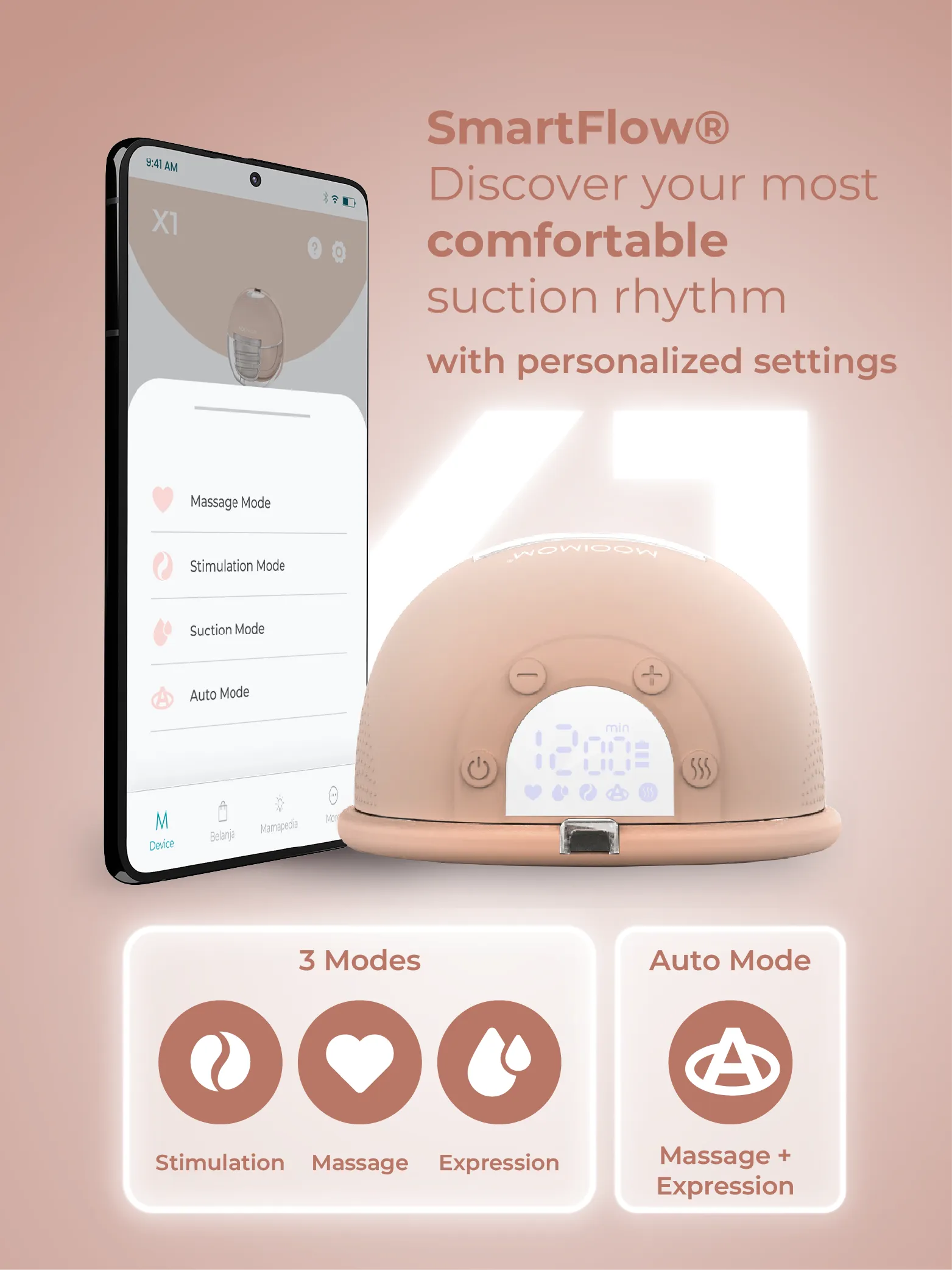 X1 Ultra Smart Hands Free Electric Breast Pump (HeatRemedy 2 pieces) description image