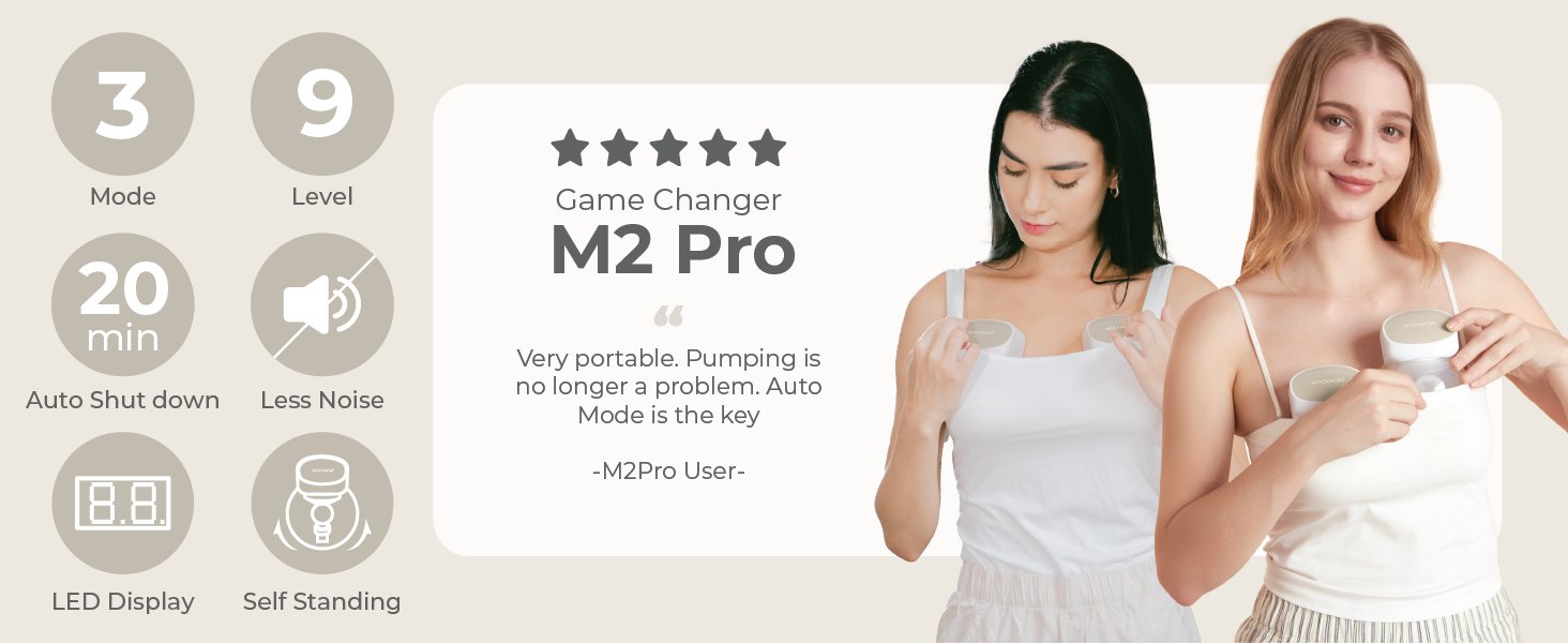 MOOIMOM M2 Pro Hands-Free Electric Breast Pump (Single) description image