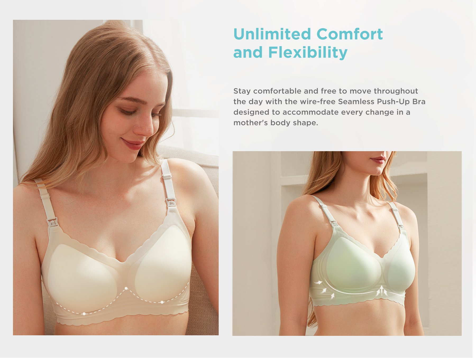 MOOIMOM Seamless Push Up Nursing Bra description image
