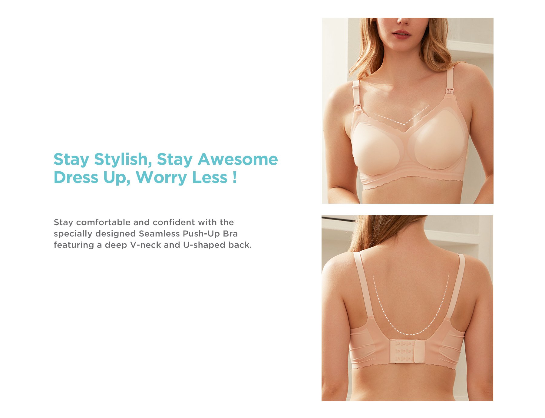 MOOIMOM Seamless Push Up Nursing Bra description image