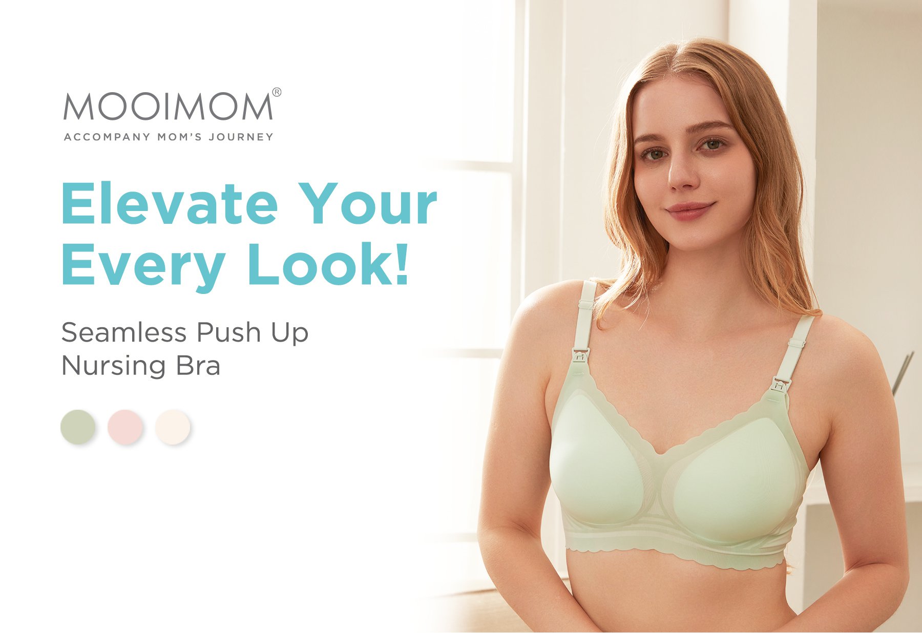 MOOIMOM Seamless Push Up Nursing Bra description image
