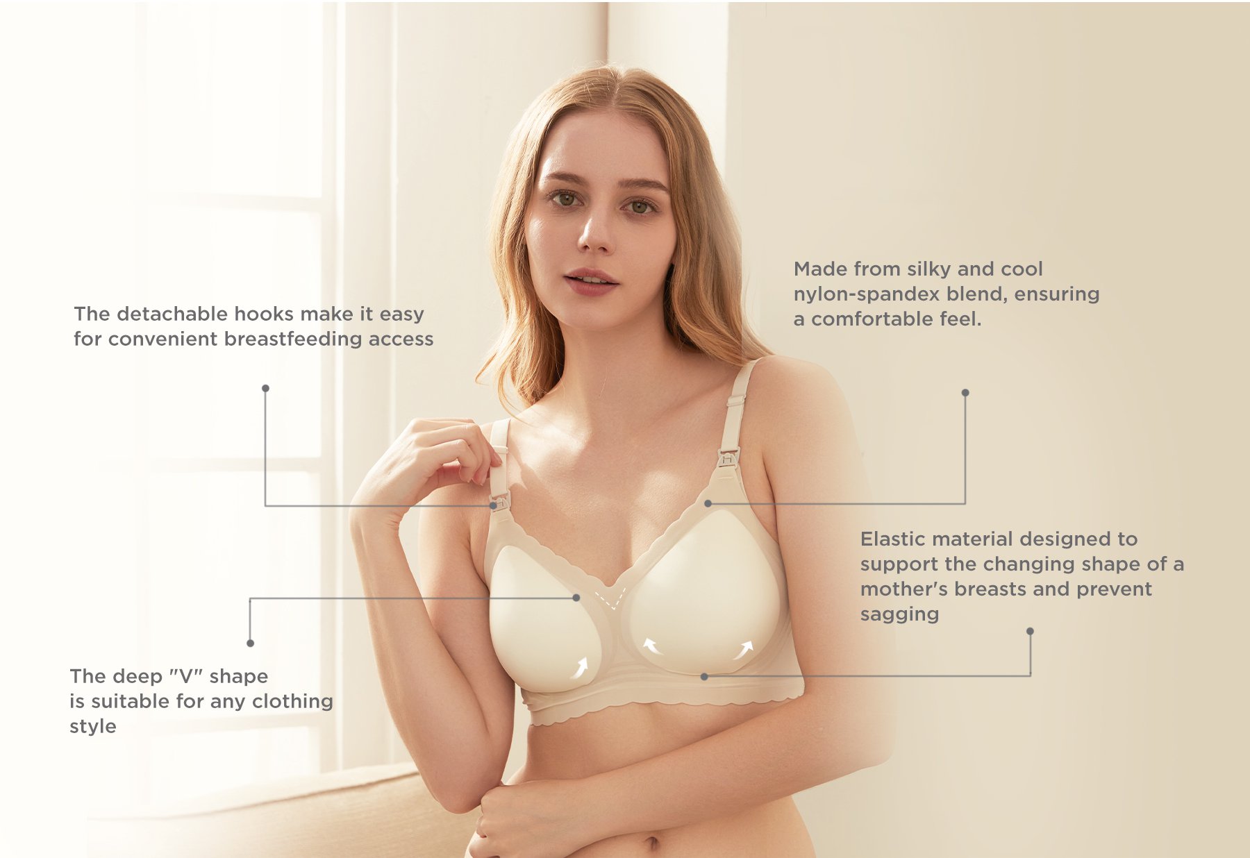 MOOIMOM Seamless Push Up Nursing Bra description image