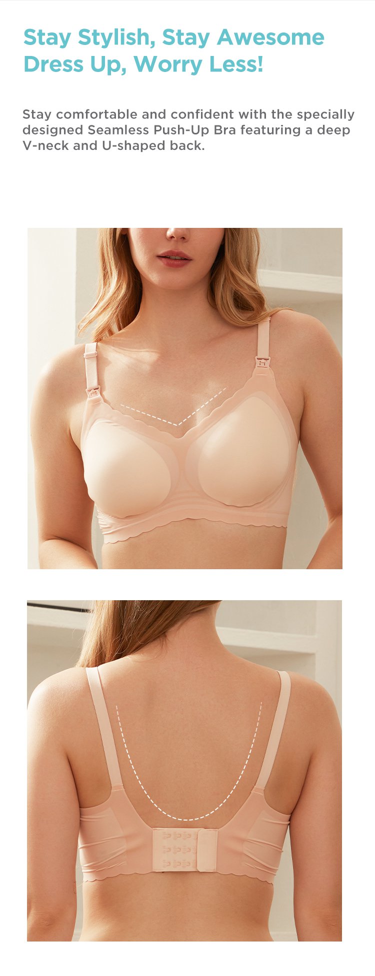 MOOIMOM Seamless Push Up Nursing Bra description image