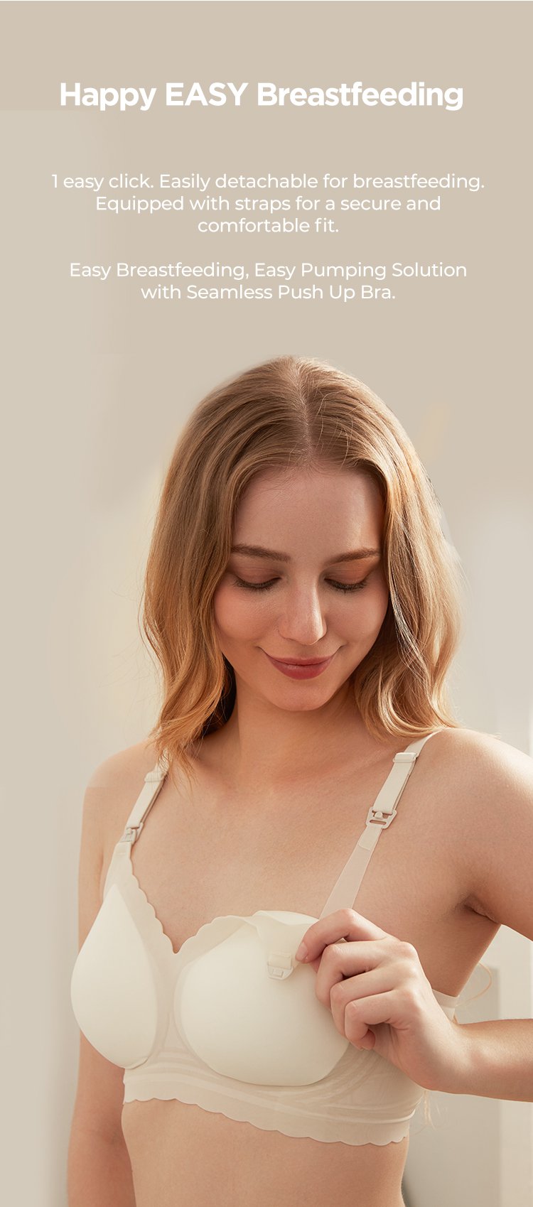 MOOIMOM Seamless Push Up Nursing Bra description image