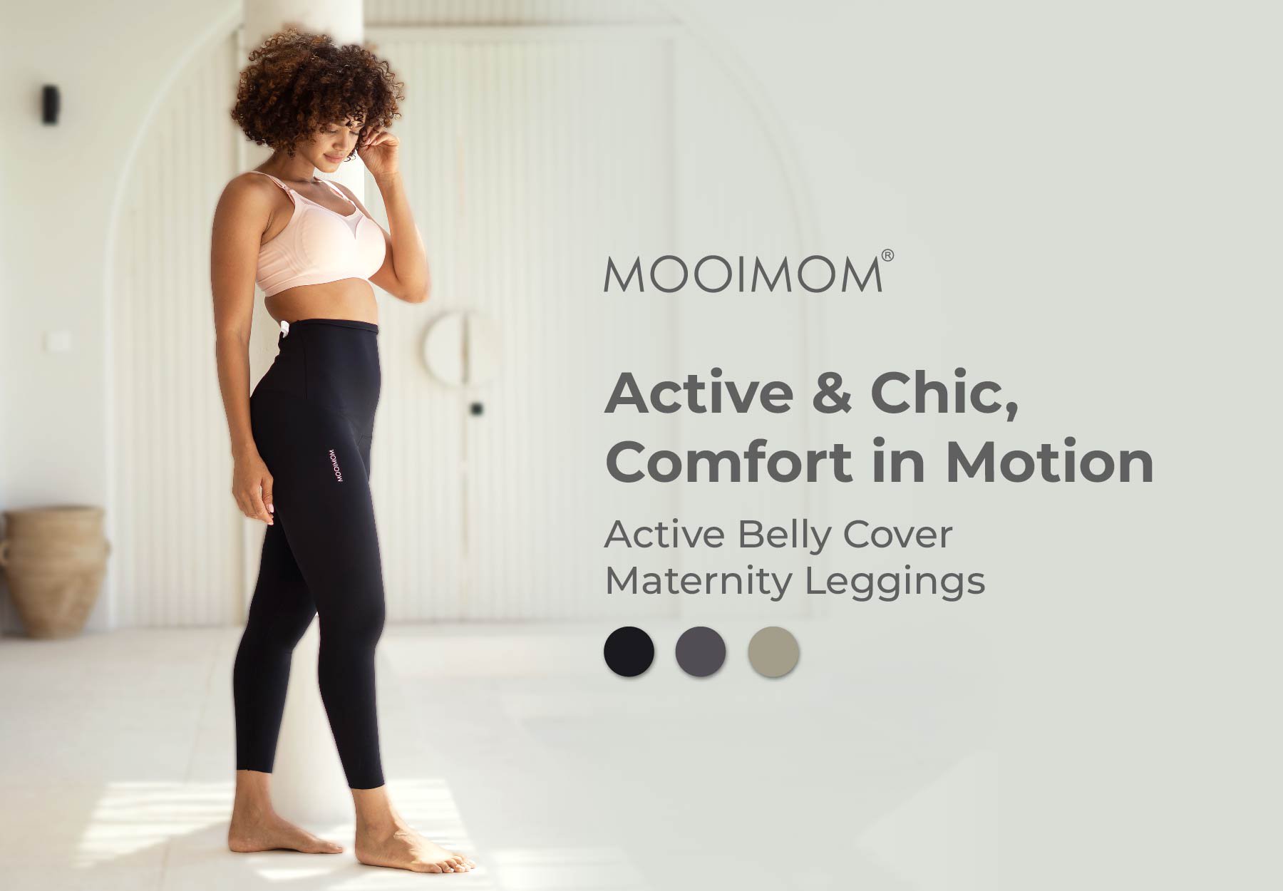 MOOIMOM Active Belly Cover Maternity Leggings (Long) description image