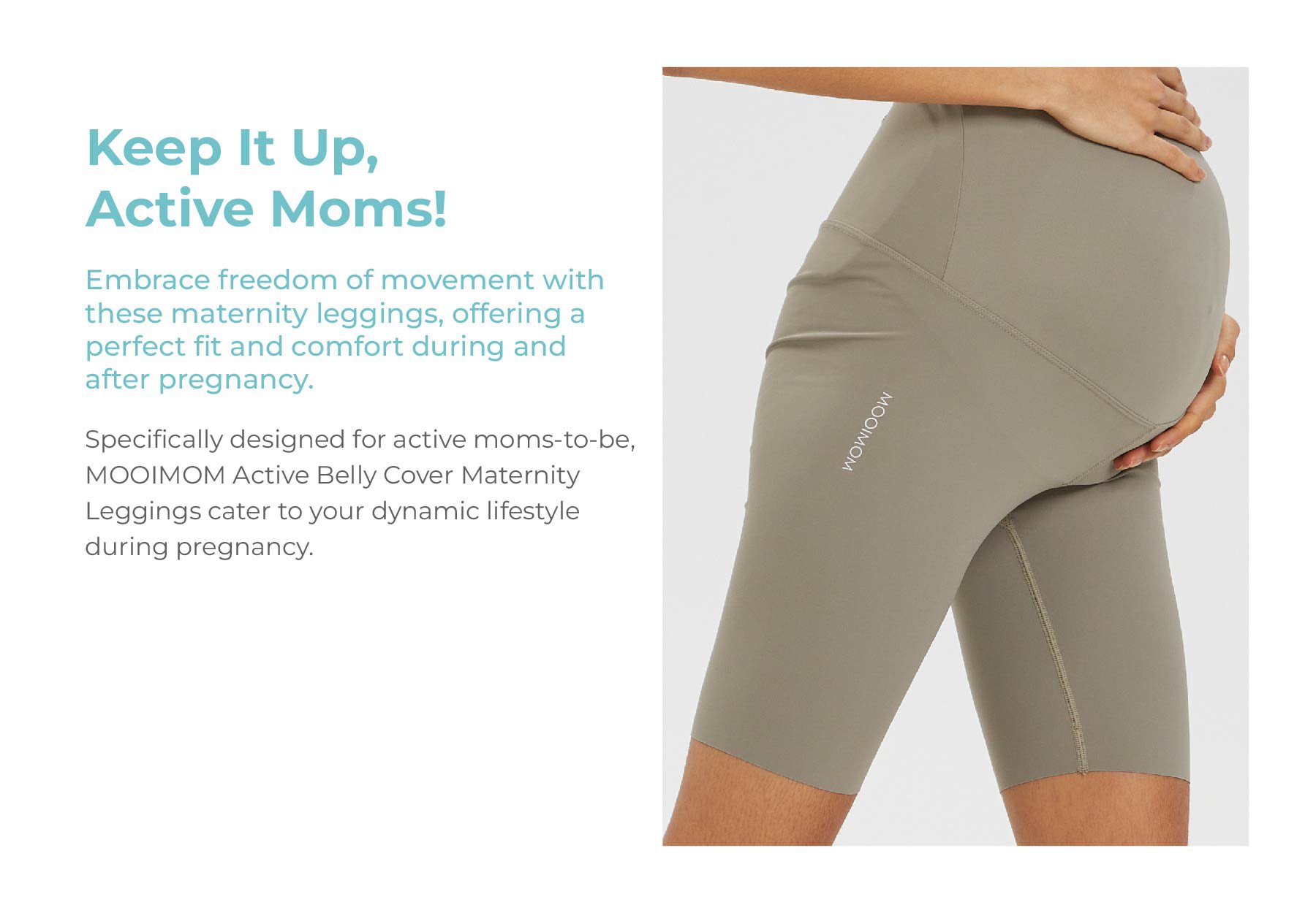 MOOIMOM Active Belly Cover Maternity Leggings (Short) description image
