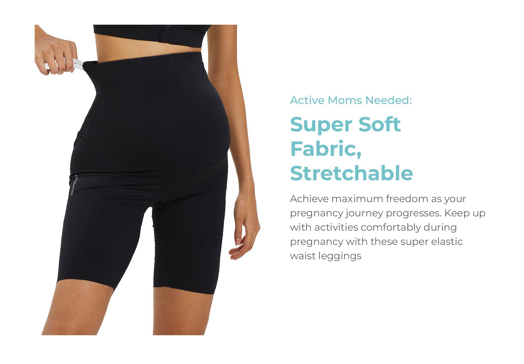 MOOIMOM Active Belly Cover Maternity Leggings (Short) description image