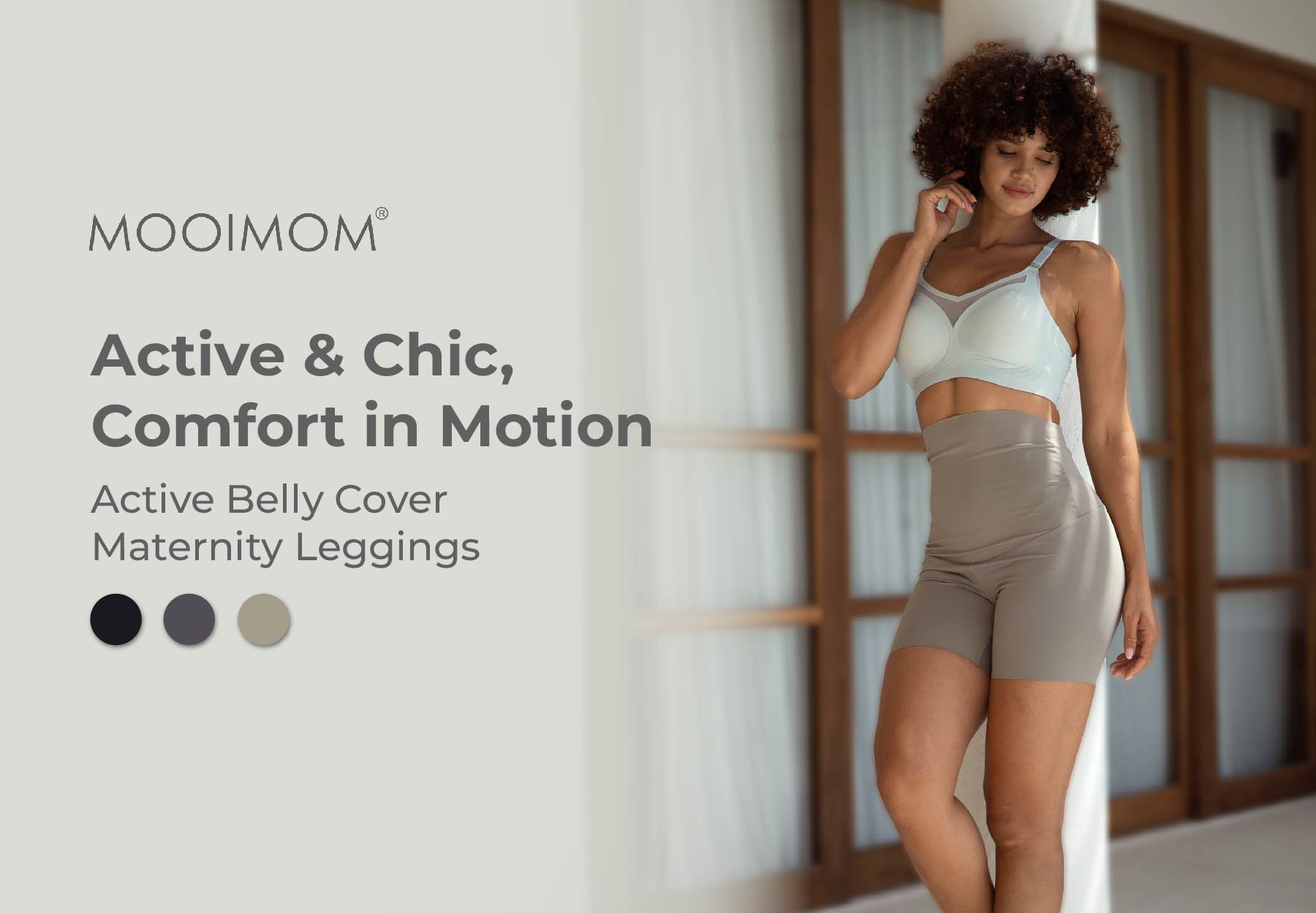MOOIMOM Active Belly Cover Maternity Leggings (Short) description image