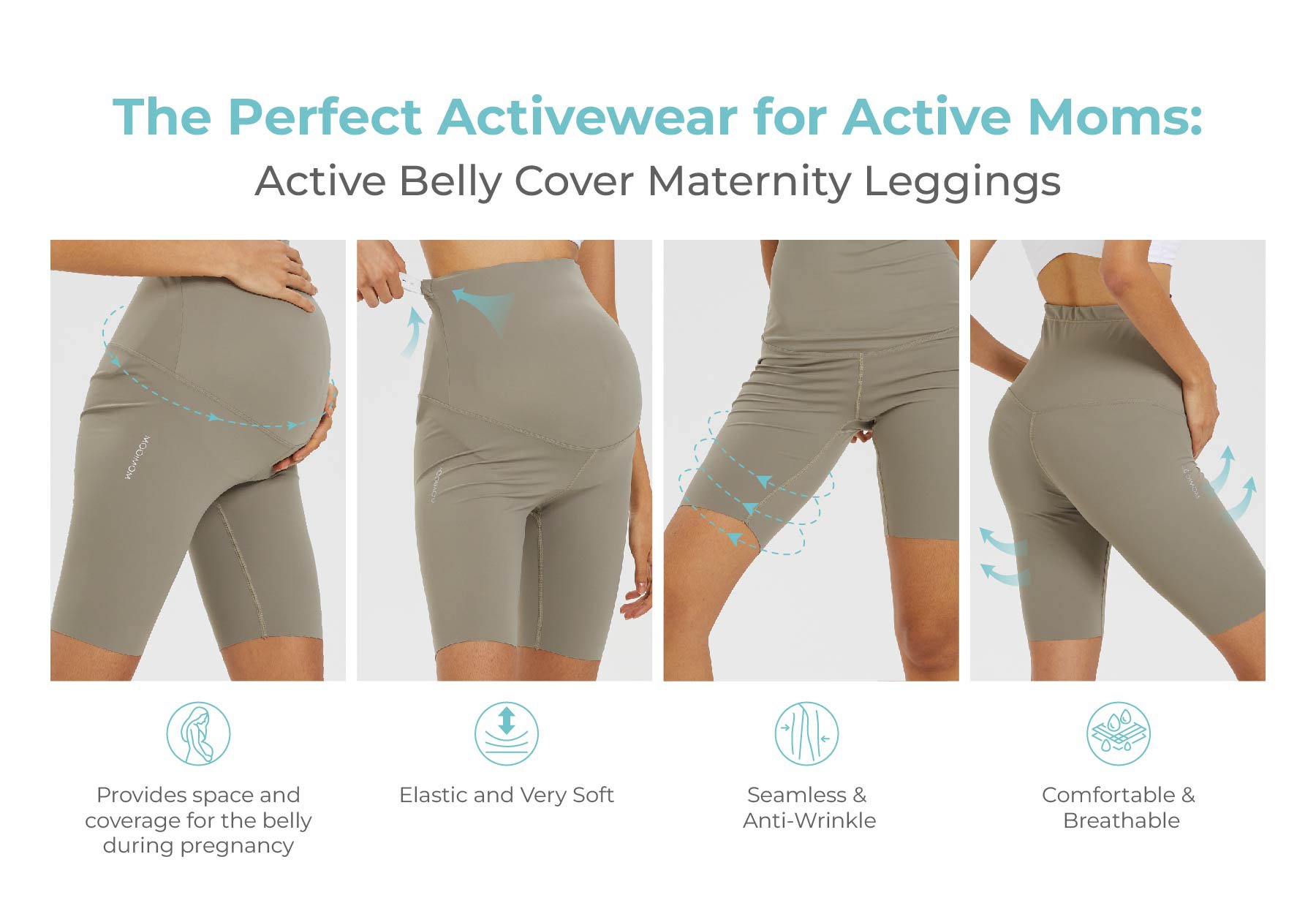 MOOIMOM Active Belly Cover Maternity Leggings (Short) description image