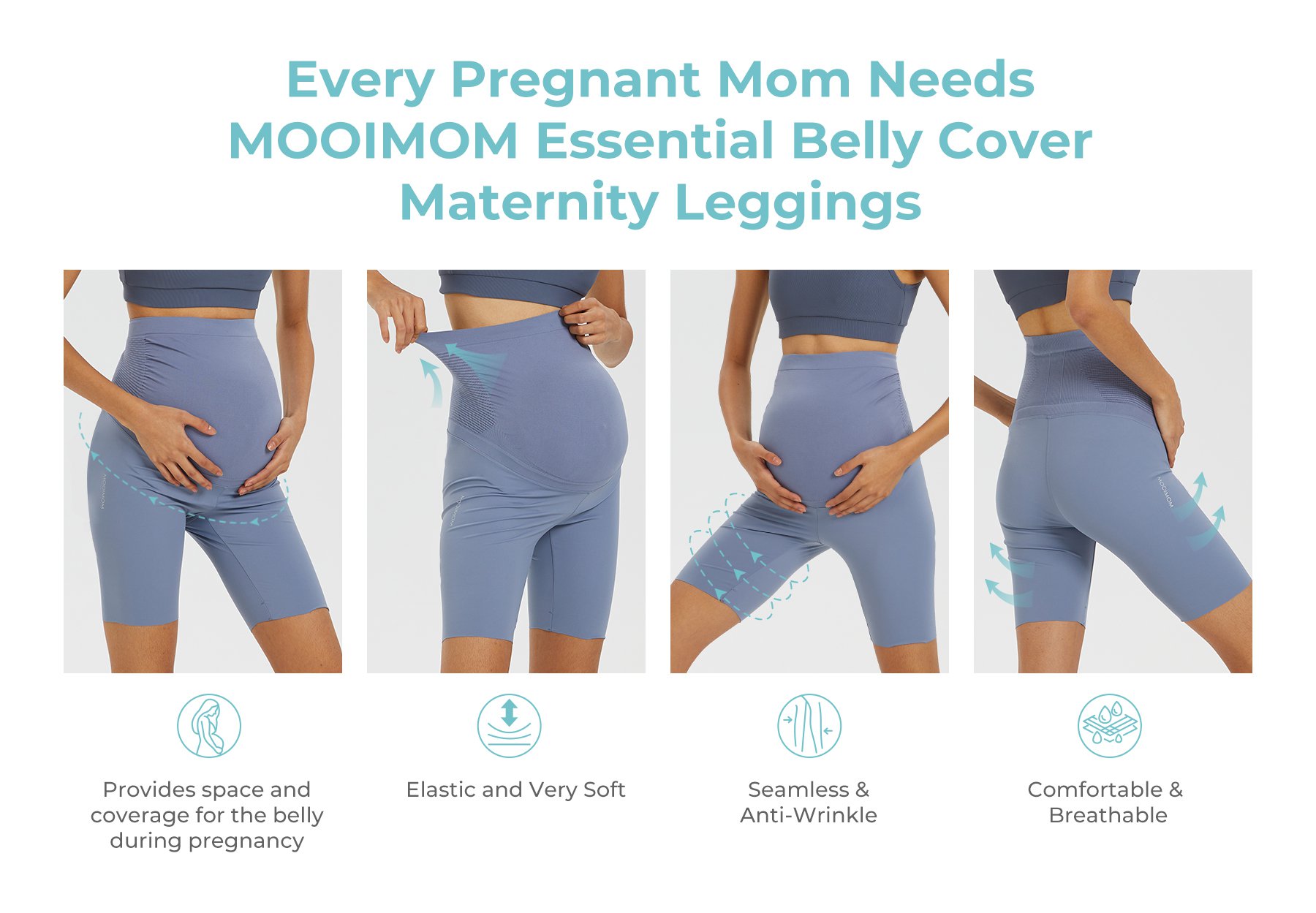 MOOIMOM Essential Belly Cover Maternity Legging (Short) description image