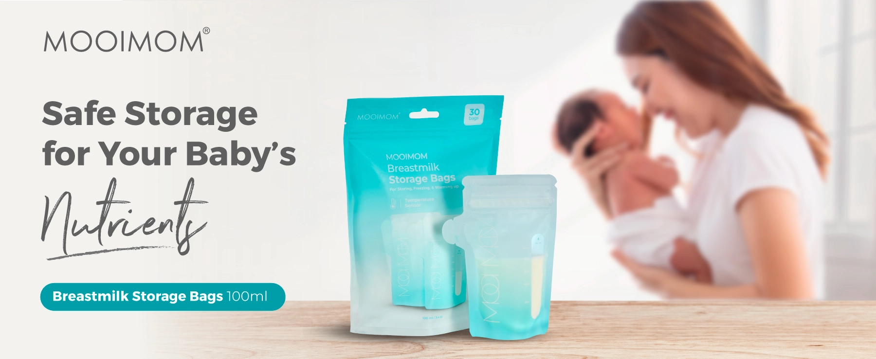 MOOIMOM Breastmilk Storage Bags 100ml (30 pcs) description image